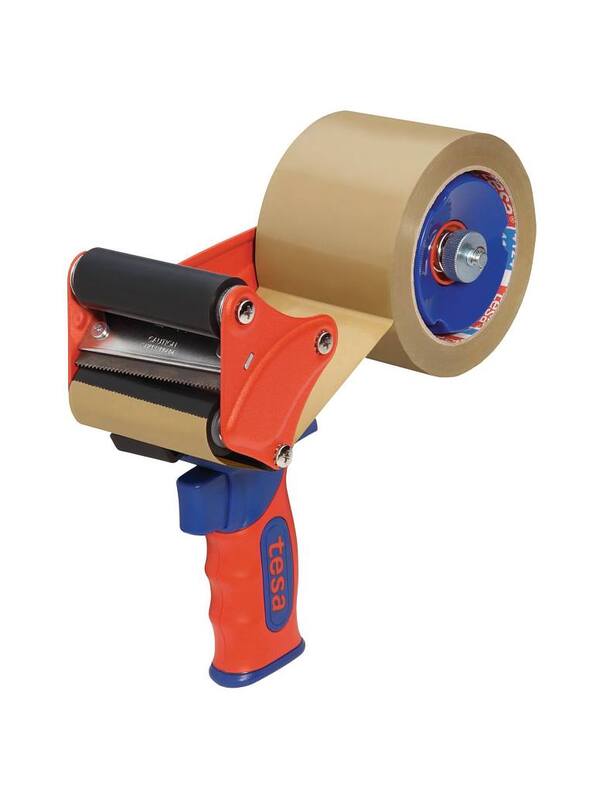 Type:	Handheld.Suitable for:	2” Wide tape.Holder size:	1”,1&1/2”, 2” Core.Max O.D:	50 mm.Tension control	Available HD.Pressure roller	2 Rubberized HD rollers.Wiper:	No.Blades	Galvanized steel.Body	Metallic.Total weight without tape:  	800gms.Safety Rating and Feature 	No.Handle type:	Hand grip button activated for cutting.