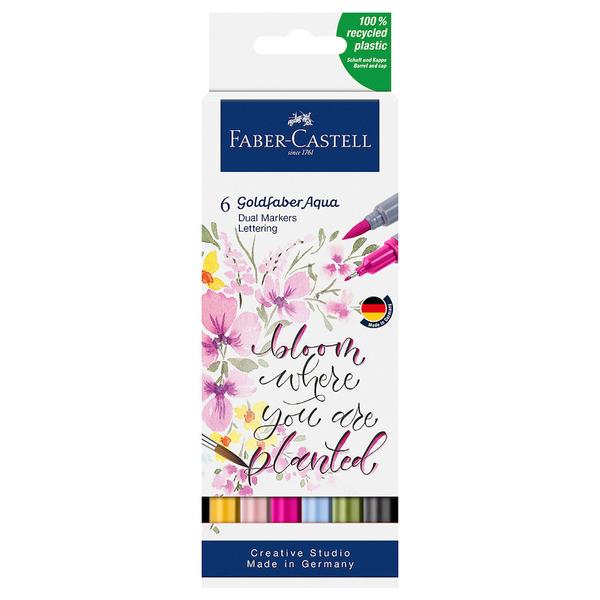 Faber-Castell Goldfaber Aqua Dual Marker Wallet of 6 Lettering 