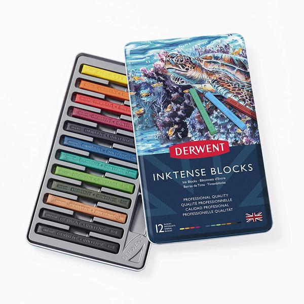  Derwent Inktense Watersoluble Ink Blocks Tin (Set of 12)