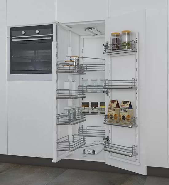 Pantry Unit By P&G Modular Kitchen & FurnitureParas Kitchen Industries Nashik is the group of company. It has its own Research & Development expert team. We are offering Modular Kitchen, Kitchen Shutter & Cabinet, Wardrobe Accessories, S.S. Accessories, Modular Office Furniture & School & College Furniture. Made with superior grade raw material, our products are manufactured in compliance with the international quality standards. These products are widely appreciated by the clients for their elegant designs, proper finishing, perfect polish and corrosion & termite resistance. We are offering these products in many standard specifications, in addition to the customized ones.