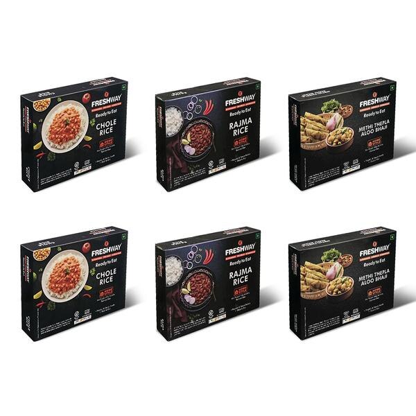 2 Chole Rice + 2 Rajma Rice + 2 Methi Thepla Aloo Bhaji