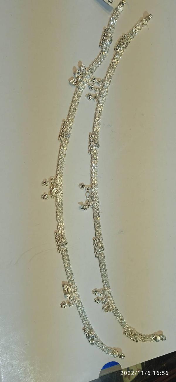 silver flat Ghungru payal
