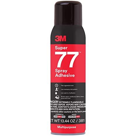 3M Super 77 Multipurpose Permanent Spray Adhesive Glue, Paper, Cardboard, Fabric, Plastic, Metal, Wood,