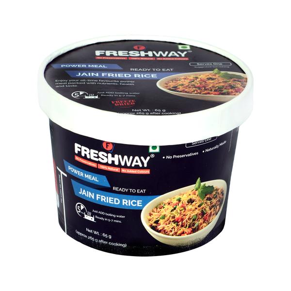 ( Packet Weight: 65 gms – Rehydrated Weight: 265 gms )NO ADDED PRESERVATIVES, 100% NATURAL, NO ADDED COLOURSEnjoy your all time favourite power meal packed with nutrients, health and taste.Ingredients:Rice, Cabbage, Capsicum, Green Chili, Soya Sauce, White Pepper, Refined Oil, Iodized Salt & Mix Indian Spices.Precautions:- Store in Cool and Dry Place- Once opened consume completely.- Correct Quantity of Water is Important- Excess/Less water may change the desired results- Contains Oxygen Absorber Sachet for Freshness. Do not eat the Sachet.