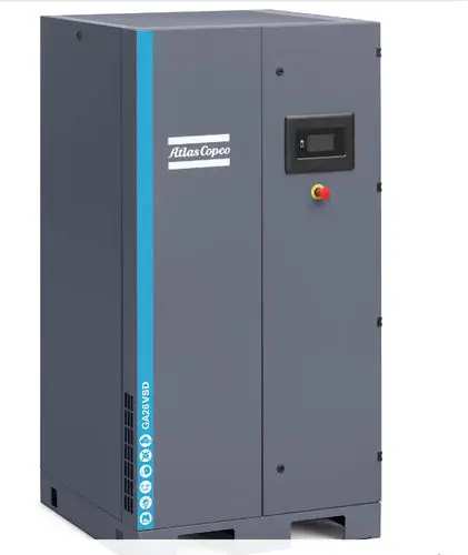 GA 37-90: Premium performanceThe GA 37-90 gives you that trusted Atlas Copco oil-injected screw performance at the lowest investment cost. Built with top-quality materials,the GA 37-90 ensures compressed air reliability and efficiency in the toughest conditions.Maintenance-free drive system• 100% maintenance-free; totally enclosed and protected against dirt and dust.• Suitable for harsh environments.• No coupling or slippage losses.• Standard up to 46˚C/115˚F and for high ambient version 55˚C/131˚F.IE3 Premium Efficiency electrical motor• IP55, insulation Class F, B rise.• Non-drive side bearing greased for life.• Oil-lubricated drive side bearings.• Designed for continuous operation in harsh environments.Robust spin-on oil filter• High-efficiency; removes 300% smaller particles than a conventional filter.• Integrated bypass valve with the oil filter.Oil cooler and aftercooler fortropical environments• Low element outlet temperatures ensure long oil lifetime.• Removal of nearly 100% of condensate with integrated mechanical separator.• No consumables.• Eliminates possibility of thermal shocks in coolers.Advanced Elektronikon® control & monitoring• Integrated smart algorithms reduce system pressure and energy consumption.• Monitoring features include warning indications, maintenance scheduling, and online visualization of machine conditions.• Standard SMARTLINK remote monitoring to maximize air system performance and energy savings.Heavy-duty air intake filter• Protects the compressor components by removing 99.9% of dirt particles down to 3 microns.• Differential inlet pressure for proactive maintenance while minimizing pressure drop.Low noise fan• Silent operation. • High flows.• Compact design.Integrated R410A dryer• Excellence in air quality.• 50% reduction in energy consumption compared to traditional dryers.• Zero ozone depletion.• Incorporates optional UD+ filter according to Class 1.4.2.SMARTLINKSMARTLINK brings real-time monitoring of your compressor’s operational parameters to your computer or mobile device: • Performance data and insights identify opportunities for optimization.• Service timeline.• Maintenance and service alerts.• Online resource center with manuals, documentation and technical informationBuilt-in quality airUntreated compressed air contains moisture, aerosols and dirt particles that can damage your air system, creating the risk of corrosion and leaks, and contaminate your end product. Maintenance and repair expenses can far exceed air treatment costs. An air dryer is therefore essential to protect your systems and processes. Having an integrated dryer option to ensure your peace of mind.Model: GA 37 to 90VSD, Motor rating 50 HP to 125 HP, FAD ranging from 263 CFM to 625CFM @4 bar, Operating pressure range from 4 to 13 BAR.* Unit performance measured according to ISO 1217, Annex E, Edition 4:2009. Maximum working pressure for VSD machines: 13 bar(e) (188 psig).** A-weighted emission sound pressure level at the workstation, Lp WSA (re 20 μPa) dB (with uncertainty 3 dB). Values determined according to noise level test code ISO 2151 and noise measurement standard ISO 9614.