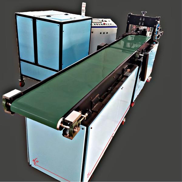 Mouse Sticky Trap MachineSpecification:This machine is designed for making Rat traps on boards with hot melt adhesive.Board size Min. and Max. 10” max. width and 4” min. widthCoating size 210mm (Max.) X 100mm (Min.) Max. Machine Speed 30 Pcs/min @ 28gms per padMain Motor 3.75 KWMax Gluing Width 210 mmGlue Tank Capacity 50 kg Machine Size 4000x650x1200mmPower Requirement 10 Kw, 415V, 50HZ, 3 Phasea) Glue melt tank1. The shell is made of steel, square steel and 1.2mm steel plate.2. Use aluminium alloy to build. Two-layer (upper and lower) structure. 3. Adopt high-temperature-resistant high-precision gear glue pump4. Adopt external precise filter.5. The glue pump speed is controlled by gear motor6. Temperature of each layer is controlled by PID system independently7. Max. temperature is 200℃8. Melt glue speed: 40kg/hr (EVA.3000 centipoise 165℃)9. Heating power: app. 6 KW b) Hot Hose1. A 3m length hot melt hose provided. 2. 230V AC , 900 w power.c) Slot die1. Coating head: Slot die temperature-resistant alloy steel. SKD112. Mounted on Pneumatic piston for up – down moment3. Coating width adjustment with shimps insert4. Levelling in transfers direction to conveyor is provided.d) Auto Feeder1. An automatic system for feeding one board at a time is provided.2. An adjustable edge guiding scale provided for change in size.3. A PVC belt conveyer belt provided for carrying the board.e) Transmission part1. Main motor: 2 KW 1 set 2. Glue pump motor: 1.0KW 1 set 3. Main machine driven by use of belt, chain and gear to transmit.f) Pneumatic control part1. Cylinder on slot die, feeding and stopping with head: ¢50mm for each2. Suitable solenoid valves, flow control and connectors.g) Electric part1. Main machine VFD: 2 KW; 1 piece 2. Glue tank VFD: 1 KW; 1 piece3. Temperature controller: digital PID 4. Heaters: 8KW 5. Touch screen: 10” 1set 6. PLC: 1 set