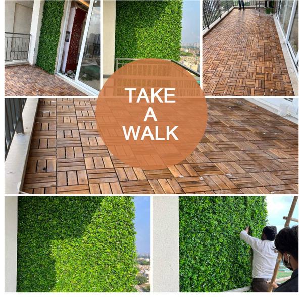 Artificial Grass, Deck tiles and Vertical Garden best used for indoor-Outdoor Balcony, Park, Common area. Vertical Garden long lasting use in outdoor UV treated water proof Stylish pants etc.