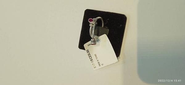 silver toe ring red stone