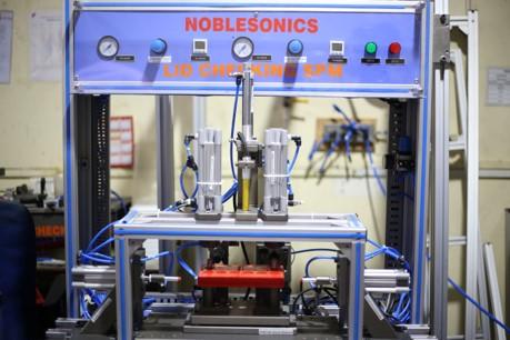 This machine is custom built to inspect lids of lead acid batteries. It is a specialized machine that performs Terminal Polarity Testing, Leakage Testing around Terminals, and Side Hole Blockage Testing. While moulding is being done, terminal testing is being performed to ensure that the double negative terminal or both negative and positive terminals are fitted (human error). To ensure that the terminal is properly inserted in the mould, leakage testing is performed. After welding, both side vent plug holes are tested to see if there is any blockage in the vent plugs.