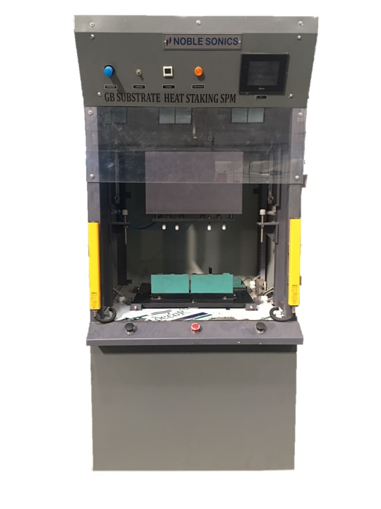 Heat Staking is a joining technology used to join two or more parts, at least one of which is made of plastic. The process uses heat and force to melt and deform the plastic material over a set period of time. The heated plunger with a defined profile cavity descends on the plastic stud. To achieve the desired profile, force is applied to the stud.It is used to join dissimilar materials and large parts, such as car door trims, air ducts, and the instrument panel in a car.