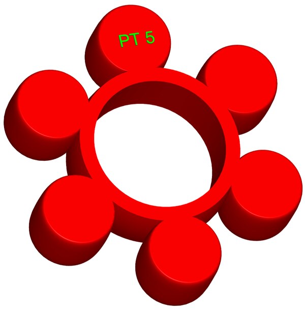 Material: Cast PolyurethaneSize: 1. OD With Petal: 122mm2. Ring OD: 67mm3. Ring Inner: 52mm4. Petal Dia.: 30mm5. Thickness: 25mm6. No. of Petal: 6We manufacture and provide high quality range of Spider Coupling. We complete focus in designing accurate size and dimension for perfect fitting.T Series Spider Range :PT1, PT2, PT3, PT4, PT5, PT6, PT7, PT8, PT9, PT10, PT11, PT12, PT13Additional Information:Delivery Time: 4 - 6 Working DaysPackaging Details: Standard