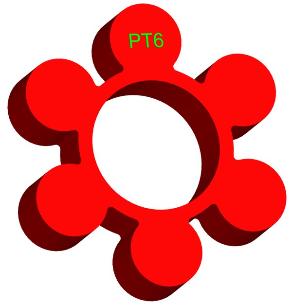 Material: Cast PolyurethaneSize: 1. OD With Petal: 140mm2. Ring OD: 78mm3. Ring Inner: 64mm4. Petal Dia.: 35mm5. Thickness: 30mm6. No. of Petal: 6mmWe manufacture and provide high quality range of Spider Coupling. We complete focus in designing accurate size and dimension for perfect fitting.T Series Spider Range :PT1, PT2, PT3, PT4, PT5, PT6, PT7, PT8, PT9, PT10, PT11, PT12, PT13Additional Information:Delivery Time: 4 - 6 Working DaysPackaging Details: Standard