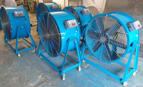 The overpowering heat in an industrial work place can bring down the efficiency and productivity of workers. The Vayuvents Pvt Ltd mancooler is an effective solution to this problem. A sturdy and powerful fan, it can cool the entire factory with its powerful air blast.To suit the varying needs and requirements of different work places, the The Vayuvents Pvt Ltd Mancooler now comes to you in a range of three models.SPECIAL FEATURESThe Vayuvents Pvt Ltd Mancooler discharge powerful air streams providing effective velocities over a longer distance.Direction of air discharge can be adjusted over a wide angular range and can be instantly locked in position.The Tubular Type Mancoolers have a swing of 180° and vertical tilting angle of 15°.The die cast aluminium Impeller is aerodynamically designed to provide maximum air delivery.Totally enclosed squirrel cage induction motor with Class B insulation.Strong wire guard for safety. APPLICATION AREASIndustrial cooling of various machines and generators.Factory shop floors, particularly those with heat generating machinery as in steel plants.Spot cooling of boiler shops, smelting areas of foundries and casting shops.Cold storages where edible commodities and perishables are dried.Rubber processing plants for rubber drying.TUBULAR TYPEThe Tubular Type Mancooler is mounted on a cradle with casing. Fitted with aerofoil blades of cast aluminium alloy, it is designed for high efficiency and long distance air throw. A simple mechanism allows you to adjust the air stream angle as required.