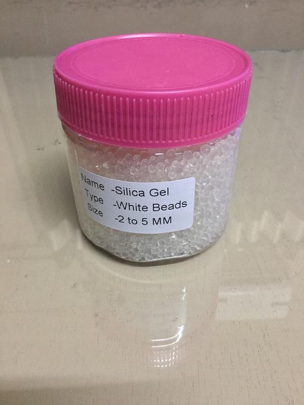 White silica gel beads are same as silica gel white crystals. It is also known as non-indicating silica gel beads. however, It will not give any clear indication of color when it will be totally hydrated.