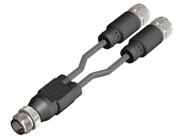 Y-Splitter M12 4 Pin Male to 4 Pin 2x Female Cable Type