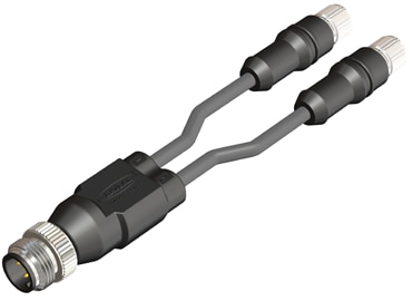 Y-Splitter M12 4 Pin Male to M08 3 Pin 2x Female Cable Type