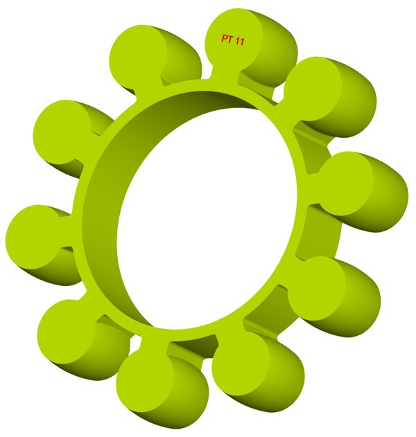 Material: Cast PolyurethaneSize: 1. OD With Petal: 295mm2. Ring OD: 187mm3. Ring Inner: 170mm4. Petal Dia.: 50mm5. Thickness: 50mm6. No. of Petal: 10We manufacture and provide high quality range of Spider Coupling. We complete focus in designing accurate size and dimension for perfect fitting.T Series Spider Range :PT1, PT2, PT3, PT4, PT5, PT6, PT7, PT8, PT9, PT10, PT11, PT12, PT13Additional Information:Delivery Time: 4 - 6 Working DaysPackaging Details: Standard