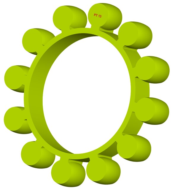 Material: Cast PolyurethaneSize: 1. OD With Petal: 391mm2. Ring OD: 276mm3. Ring Inner: 250mm4. Petal Dia.: 56mm5. Thickness: 55mm6. No. of Petal: 12We manufacture and provide high quality range of Spider Coupling. We complete focus in designing accurate size and dimension for perfect fitting.T Series Spider Range :PT1, PT2, PT3, PT4, PT5, PT6, PT7, PT8, PT9, PT10, PT11, PT12, PT13Additional Information:Delivery Time: 4 - 6 Working DaysPackaging Details: Standard