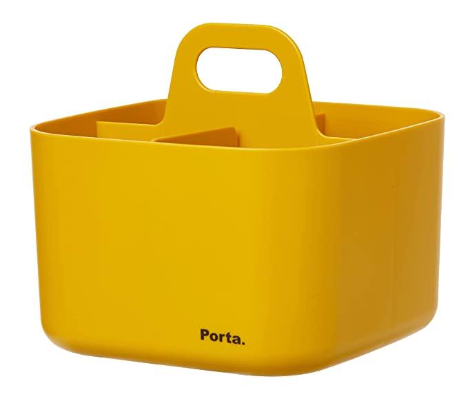 Litem Porta Vita | Yellow | Stackable Square Storage Unit | 4 Compartments with Adjustable Dividers | Ideal for Home Kitchen Bathroom