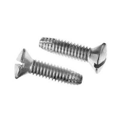 Thread cutting screws are a kind of self tapping screw used to form cut threads in a object typically wood, sheet metal, plastic or fiber glass. As opposed to thread forming screws, these cutting screws create less stress while forming threads as it removes the material from the object while driving the notch of the screw.