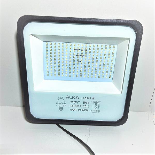 1. Make(Brand) : Alka Make2. Input voltage : 90 V to 270 V3. Rated watt : 200W (cool white/warm white)4. LED type : SMD type High power LED ( 9v-1 Watt)5. LED Make : everstar/bridglux/cree/osram.6. LDE lamp efficacy : Min 130to 140 lumens/watt7. Luminous flux : 26000 to 28000 lumens8. Power factor : >0.959. No of hours usage / day : 10 to 12 hours/day10. Surge protection : 6kva (internal)11. Ingress protection : IP 65/IP 6612. Total harmonic distortion (THD): < 15%13. Color rendering index : Ra > 8014. Working Temperature : 20 deg to 50 deg C15. beam angle : 120 to 160 deg16. Control Circuit : Compatible to LED17. Lamp starting time : Not more than 5 sec18. System power efficiency : > 85 %19. Fixture : Pressure die cast Aluminum with toughened glassAnd waterproof fixture20. Warranty : 2 Years(repairable)