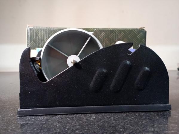 Type: Tabletop dispenserSuitable for: 2” wide tape.Max O.D: 1”,1&1/2”,3” core adaptable.Tension control No.Pressure roller Twin Plastic roller.Blades Galvanized Steel.Body: Metallic.Total weight without tape: 500gms.Safety Rating and Feature No.