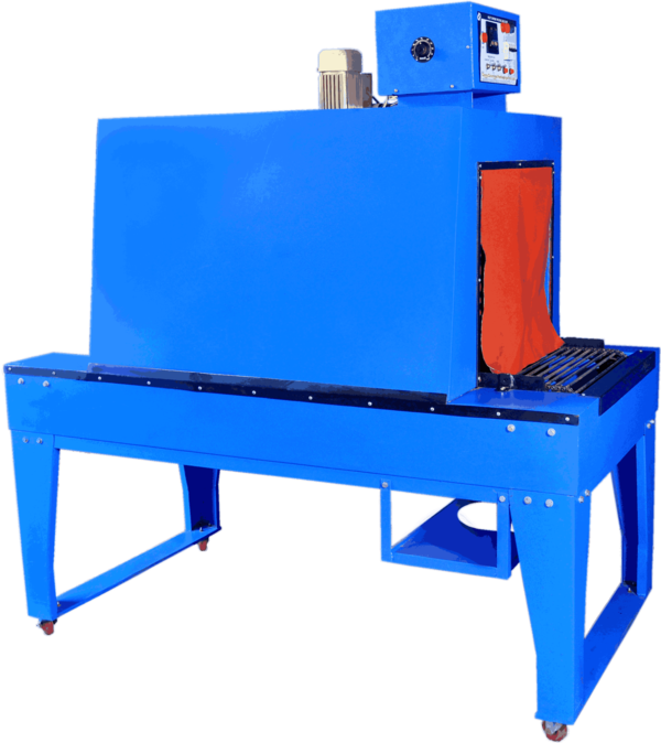 CharactersticsAny heat shrinkable materials like PVC, LDPE, CRYOVAC, POLYVOLY etc.Accurately controlled tunnel temperatureOffer neat, clean & wrinkless wrappingTakes the shape of your product with complete transparencyEnhances sales appeal, cuts down packing cost, prevents piferageCompact in sizeRugged heavy duty machineRoller Conveyor with optional variable speedSturdy stell basePower50 Hz 3ø-440 V +N+EMechanical Dim. L×W×H (mm)2000 × 650 ×800Tunnel Dim. L×W×H (mm)1200 × 500 ×500Heater (KW)8Temp. C350 C maxMotor¼ HP Gear Motor +1/4 HPConv. SpeedVariable max 10 mtrs, per minute