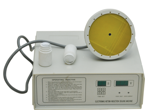 Capacity 0-50 pcs/minPower 750 WMachine Size (L x B x H) 340 * 290 * 150 mmMachine Weight 5 KgSealing Diameter 20-100 mmVoltage 110/220 V ( 50-60 Hz)Product DescriptionIn order to cater the variegated demands of our precious clients, we are offering an excellent quality range of Induction Sealing Machine or cap sealing machineFeatures:Precisely engineeredSmooth functionalityLow maintenance