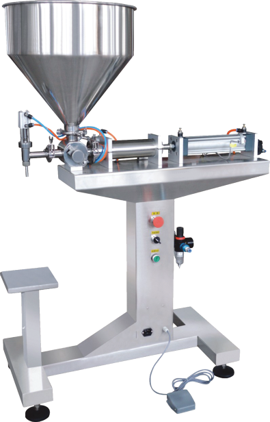 Automation Grade Semi AutomaticFilling Capacity 50-1000 mLProduct Description· This pneumatic filling machine is of wide applicability. It is suitable for filling food trades (dips, mayonees, etc); Cosmetics (shampoo, shower gel); daily health product (toothpaste); Oils etc.· Filling Precision can up to +-1%· Easy to adjust filling volume· Easy to operate, easy to maintain· Adopt pneumatic and high quality elements· With manual and semi-automatic operation· Easy to dismantle and install, easy to clean· Horizontal filling machine. Pedal control available. Automatic and manual switch, Emergency stop switch, so you could stop the machine at any time instantly.· High accuracy filling???Filling volume and speed can be regulated. Semi-automatic filling machine piston filler. Driven by a cylinder and piston made from materials with one-way valves control the flow of materials, and magnetic reed switch control cylinder itinerary can be regulated filling volume· Simple and reasonable structure, easy operation.· All the parts that will contact the materials were made of 304 SS, large-scope chrome plating structural parts, effectively prevent rust and stuck.