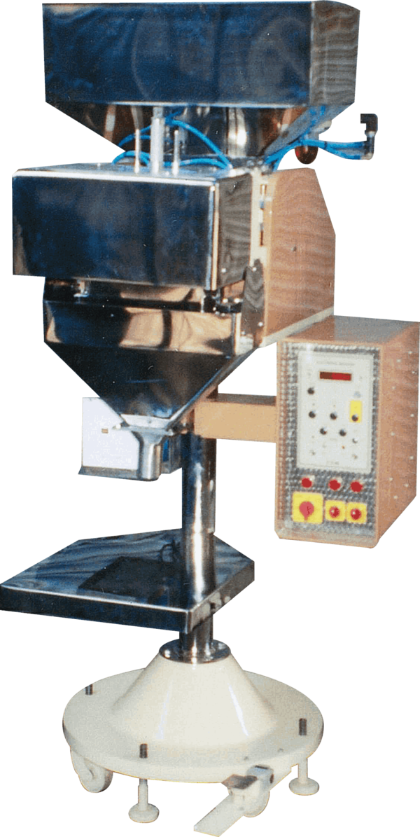 Semi automatic weigh based machine to drop dry, free flowing product like sugar ,tea, Supari, Rice, Pulses, Whole spices , all types of Namkeen & fryums, potato and Banana chips etc.Dropping Range :- 25 to 1000gspeed:- Depend on Weighing Head 