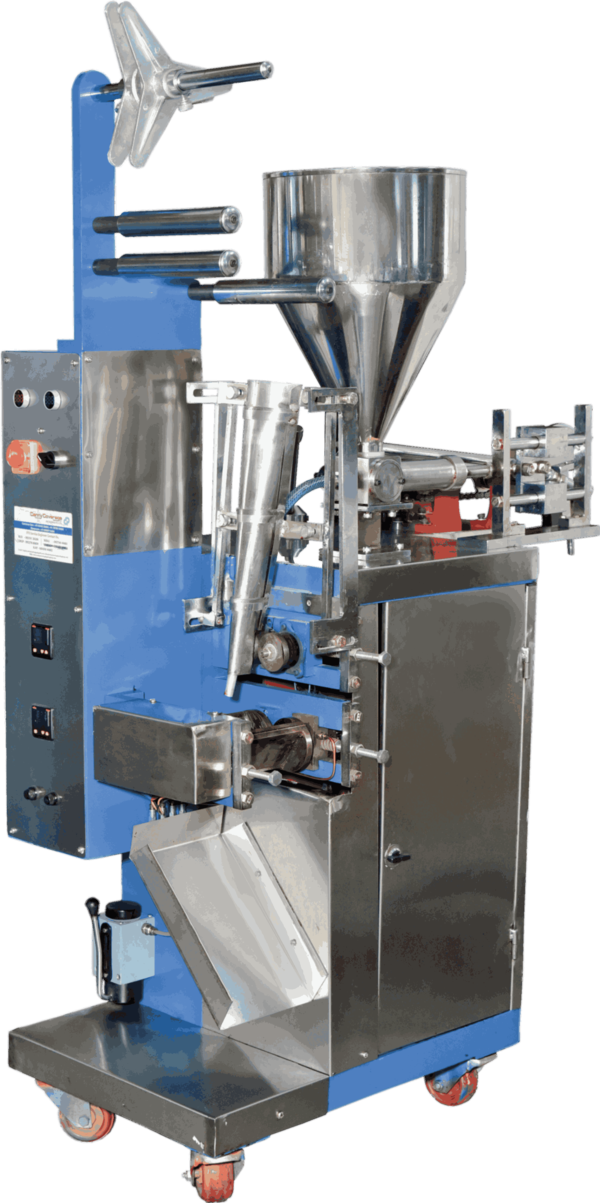 Capacity:- 5 to 15 ml / 20 to 60ml / 40 to 100ml / 100ml to 250ml / 250 to 500ml / 500 to 1000ml Sealing :- Centre seal or back side seal , 3 side seal , 4 side seal Film Size:- 20mm to 450mm width / 40mm to 290mm Length Speed :- 08 to 40 pouches per minVoltage :- 1/2 HP motor , 22v 50Hz Single Phase Approx. Weight :- 350kg -400kgM/c Dimension :- L:750 x W :650 x H : 1900mm 