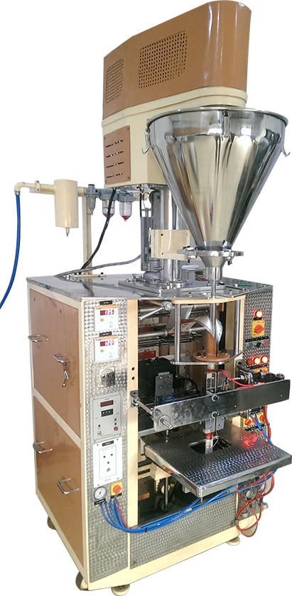 The Pro series VFFS machine can make center sealed pouches , 3 side sealed pouches 4 side sealed pouches & gusset pouches from a roll of packaging materials of any heat-sealable laminate which can be printed or non-printed form. Heat-sealable laminate can be of a single layer B.O.P.P.Two layer, Three Layer or Aluminum Foiled type... The Pro series Bagger is an ideal pneumatic bagger to pack various product at a very high speed. this bagger is suitable to pack any material in a form of fine , small or big, even & uneven Granules, powders, Confectioneries, pesticides etc..Silent Features1:- Complete PLC based Pneumatic Automation system 2:- Advance use Friendly HMI (Touch screen) Operation3:-Variable Speed for Highest Production4:- Digital Programmable punching & Cutting5:- Separate Pneumatic Panel for custom pressure setting6:- PLC Based air Pressure Monitor System 7:- Variable Speed Conveyer8:- Long life cutting Blade