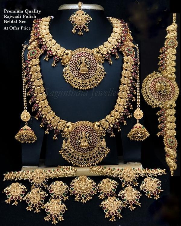 Rajwadi Traditional Gold Brass Temple One Gram Gold Nagas Full Bridal