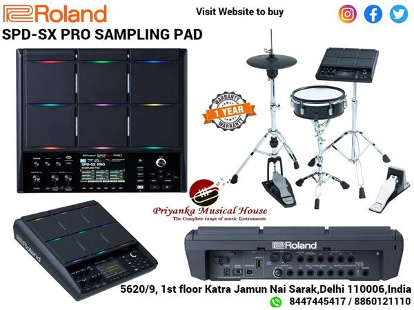 The SPD-SX PRO is the ultimate sampling pad for the most demanding gigs. With years of road testing and extensive user feedback from the SPD-S and SPD-SX, the top-tier SPD-SX PRO raises the bar again. Harnessing the advanced sample pad technology of its predecessors, the SPD-SX PRO boasts an array of requested professional enhancements and is built for life on the road. Illuminate dark stages with a large color display and customizable multi-color trigger lights. Expand your performance setup with more audio outputs, additional trigger inputs, and hi-hat and FX expression pedal control. And go further with a massive 32 GB memory, 48 kHz audio playback, increased pad sensitivity without crosstalk, and a dedicated SPD-SX PRO App for easier kit editing.HighlightsNine pads with Roland’s advanced trigger technology, including six large pads and three top-row shoulder padsHigh-visibility, horizontal and vertical LEDs with multi-color customizationIncreased shoulder pad sensitivity and improved crosstalk performance4.3-inch color display for easy navigation and viewing during performanceImport 48/44.1 kHz (16-/24-/32-bit) WAV/AIFF files and MP3s (32–320 kbps) with automatic conversion to 48 kHz/16-bit upon loadingStereo main output, four direct mono outputs, balanced for easy mixing on stageConnectivity for up to eight external individual triggers/pads (four stereo triggers or eight mono triggers with Y-cables)Dedicated SPD-SX PRO App for Windows/Mac for easy importing, managing samples, and deep kit editing32 GB of internal storage for samples, backing tracks, and click tracksInput for hi-hat or footswitch expression controlConnect hi-hats, kick, and snare for a ‘mini drum kit’ setupUp to 200 kit patches (43 erasable preset kits and 157 user kits)Over 1550 pre-loaded, high-quality samples and sounds16-step pad sequencer functionOnboard effects engine with up to four effects in parallel, plus side chain with output routingBuilt-in click/metronomeCreate in real time by recording performances as WAV files and assigning them to pads