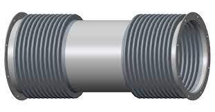 A double expansion joint consists of two single joints joined by a common connector, or center spool, which is anchored to a rigid part of the structure by means of an anchor support base. Badger's double expansion joints are supplied with or without an anchor support base depending on the customer's preference.
