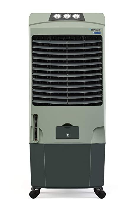 BLUE STAR DA60EMA Desert Cooler - 60L, Grey- Cross Drift Technology- Thermal Overload Protection- PM2.5 Silver Nano Purification- Autofill- Manual Knob Function- Works on InverterGeneralBrand : Blue StarModel Name : DA60EMA | DESERT AIR COOLER | 60 LITRESColor : MulticolorType : DesertNumber of Speeds : 3Blower/Fan : FANWater Tank Capacity : 60 LPerformance FeaturesMotor Speed : 1350 RPMConvenience FeaturesDust Filter : YesAdditional FeaturesCooler Location : IndoorDimensionsWidth x Height x Depth : 59 cm x 120.5 cm x 68 cmWarrantyWarranty Summary : Warranty on Complete product except plastic partsCovered in Warranty : Warranty Includes Fan motor,pump and swing motorNot Covered in Warranty : Plastic partsWarranty Service Type : Off-siteDomestic Warranty : 1 Year