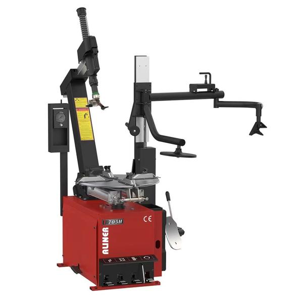 Technical SpecificationOuter Clamping Size  12”-24”Inner Clamping Size  10”-22”Max. Wheel Dia.   1040mmMax. Wheel Width  3”-15”Beadbreaking Force  2700 KGOperating Pressure  8-10BARPower Supply 220V/50HZ/1PHMotor Power 1.5KWTechnical FeaturesØ Automatic tyre changer with pneumatic tilt-back tower.Ø Robust 041mm hexagon shaft.Ø Simultaneous pneumatic locking of the horizontal and vertical arms with automatic positioning of the head in the optimal work position.Ø Tools head with interchangeable plastic inserts for rim protection.Ø Pneumatic tilting arm support column featuring high torsional rigidity in all operation positions.Ø Self-centering four-jaws with double pneumatic cylinder for secure   clamping of all rim types.Ø Powerful clamping cylinders provide uniform clamping pressure.Ø Clockwise and anticlockwise rotation of the turntable through  electric motor.Ø The pedal assembly can be removed allowing easy servicing.Ø Protection kit for bead breaker shoe, demounting head and  clamping jaw comes standard.Ø Independent tire inflation bay with inflation tube, pressure  gauge and pressure release button.Ø Complete with lubrication filter and pressure regulator.DP20 HELPER ARM :Ø Rotating arm with bead pressing head for drop-center rims, to assist fitting and removal of tyres, particularly low profile tyres.Ø Rim pressing cone for assisting wheel clamping.Ø Tyre Lifting disk to aid in demounting  difficult tyre and wheel combinations.Ø Mid position roller helps loosening of the second bead.