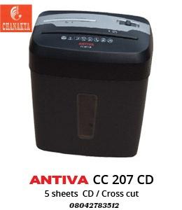 PERSONAL & SMALL OFFICE SHREDDERSPersonal & Home Shredders For 1 User Onlykey Features:Auto Start /Stop with sensor.Shredder can be used for 2 minutesManual reverse function in case of over load.Can Shred Credit Cards, CD'sTransparent Waste Paper basketSeparate bin for paper & CD ShredsTECHNICAL SPECIFICATIONSModel	CC 207 CDFeed width (mm)	220 mmShred size (mm)	4x35Shred Capacity (70 gsm A4 sheets)	5-6Motor/Voltage/Power	230 VSpeed (metres/minute)	2 mtrs/minWaste Volume (Litres)	11 LitersWeight (kgs)	3.5 KgMachines Dimensions (mm) HxWxD	310x200x295Application	Paper/1CD/1Credit Cards