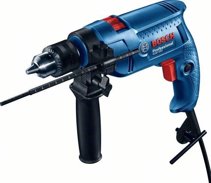 Model Name: GSB 550 Xl KitRated input power	550 WNo-load speed, 1st gear	0 – 2,800 rpmPower output	270 WWeight	1.8 kgRated torque	1.5 NmChuck capacity, min./max.	1.5 – 13 mmTool dimensions (width)	66 mmTool dimensions (length)	262 mmTool dimensions (height)	253 mmImpact rate at no-load speed	0 – 44,800 bpmDrilling diameter in concrete	13 mmDrilling diameter in wood	25 mmDrilling diameter in steel	10 mmDrilling diameter in masonry	13 mm