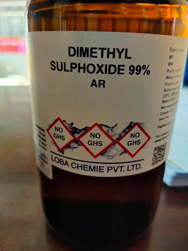synthesis chemical lab is a supplier/Trader/Dealer of Dimethyl Sulphoxide 99% in Coimbatore.DMSO is Using a very solvent in multiple industrial like Pharmaceutical,Paints, fiber(synthetic) and other Natural Products.Our services in Coimbatore,Salem,Erode,Pollachi,Tirupur,Ooty,Tamil nadu,Kerala and Karnataka.