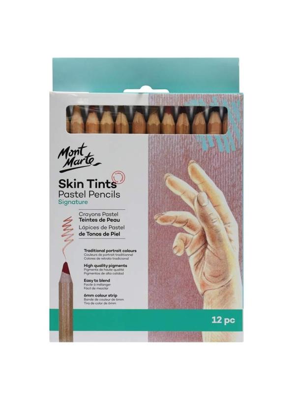 Mont Marte Skin Tints Pastel Pencils - 12 Pieces (Multicolor)