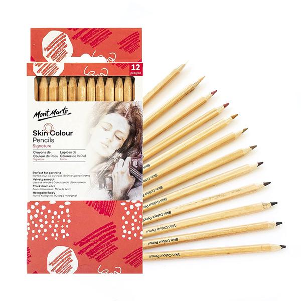 MONT MARTE Artist Skin Colouring Pencils for Expressive Portrait Drawings Perfect for Beginners and Professionals, Children and Adults -Set of 12 Pieces