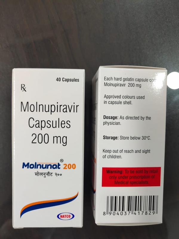 Molnunat 200 mg capsule is an antiviral medication that inhibits the replication of certain RNA viruses. It is used to treat COVID-19 in those infected by SARS-CoV-2
