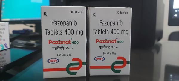 Pazonat 400mg Tablet is a protein kinase inhibitor used in the treatment of kidney cancer and soft tissue sarcoma.