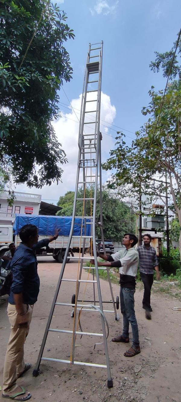 An aluminum self-support ladder, also known as a