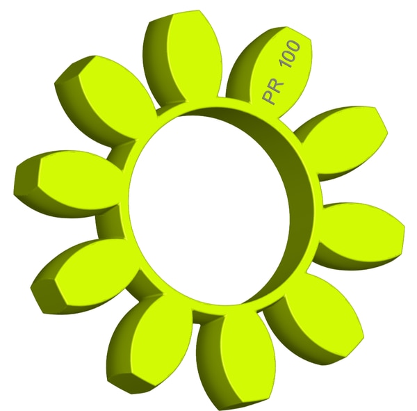 Material: Cast PolyurethaneSize: 1. OD With Petal: 224mm2. Ring Inner: 113mm3. Ring OD: 129mm4. Thickness: 38mm5. No. of Petal: 10We manufacture and provide high quality range of Spider Coupling. We complete focus in designing accurate size and dimension for perfect fitting.R Series Spider Range :PR14, PR19, PR24, PR28, PR38, PR42, PR48, PR55, PR65, PR75, PR90, PR100, PR110, PR125, PR140, PR160, PR180Additional Information:Delivery Time: 4 - 6 Working DaysPackaging Details: Standard