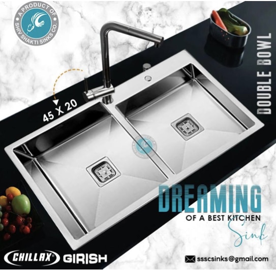 DOUBLE BOWL TAPHOLE32x18 45x20