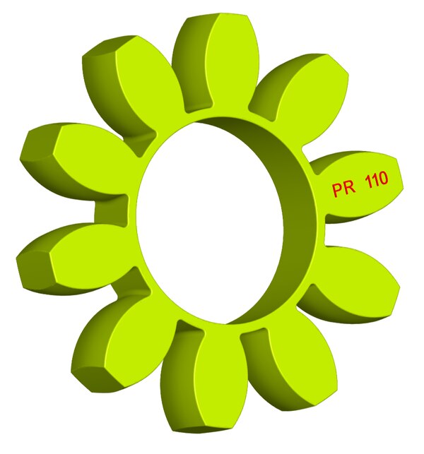 Material: Cast PolyurethaneSize: 1. OD With Petal: 255mm 2. Ring Inner: 127mm3. Ring OD: 147mm4. Thickness: 42mm5. No. of Petal: 10mmWe manufacture and provide high quality range of Spider Coupling. We complete focus in designing accurate size and dimension for perfect fitting.R Series Spider Range :PR14, PR19, PR24, PR28, PR38, PR42, PR48, PR55, PR65, PR75, PR90, PR100, PR110, PR125, PR140, PR160, PR180Additional Information:Delivery Time: 4 - 6 Working DaysPackaging Details: Standard