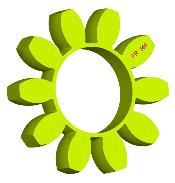Material: Cast PolyurethaneSize: 1. OD With Petal: 320mm2. Ring Inner: 165mm3. Ring OD: 195mm4. Thickness: 50mm5. No. of Petal: 10We manufacture and provide high quality range of Spider Coupling. We complete focus in designing accurate size and dimension for perfect fitting.R Series Spider Range :PR14, PR19, PR24, PR28, PR38, PR42, PR48, PR55, PR65, PR75, PR90, PR100, PR110, PR125, PR140, PR160, PR180Additional Information:Delivery Time: 4 - 6 Working DaysPackaging Details: Standard