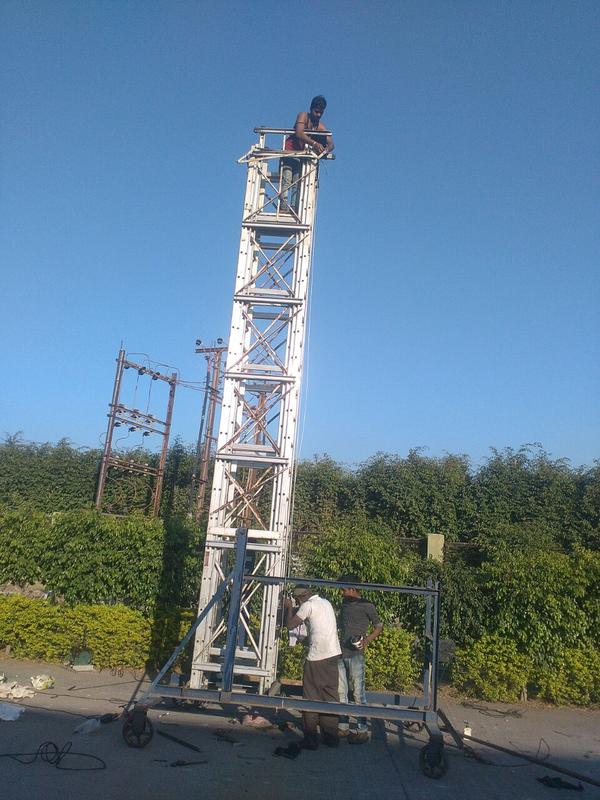 Aluminium Tower LadderAn aluminium tower ladder is a type of ladder made from aluminium that is designed for use in high places. It is commonly used by professionals in the construction, maintenance, and repair industries to access hard-to-reach areas.The ladder consists of several sections that can be stacked on top of each other to create a tall tower. Each section has rungs or steps for climbing, as well as safety rails and braces to keep the ladder stable and secure. Some models also come with a built-in platform at the top for working on.Aluminium tower ladders are lightweight and durable, making them easy to move around and resistant to rust and corrosion. They are also easy to set up and take down, and can be adjusted to different heights as needed. Technical Specifications:-Available size : 12 to 60 feetPlatform size : 1.5'x1.5'Wheel no: 4 with 4 mechanical jacksRope size : 6mmBase : MS( SIZE : 8'X6'approx)Material : AluminiumThickness : 3 mm